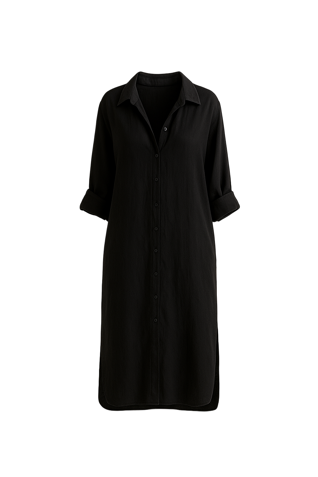 Damen Hemdkleid mit Knopfleiste und Seitenschlitz