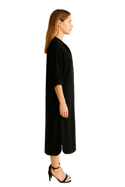 Damen Hemdkleid mit Knopfleiste und Seitenschlitz