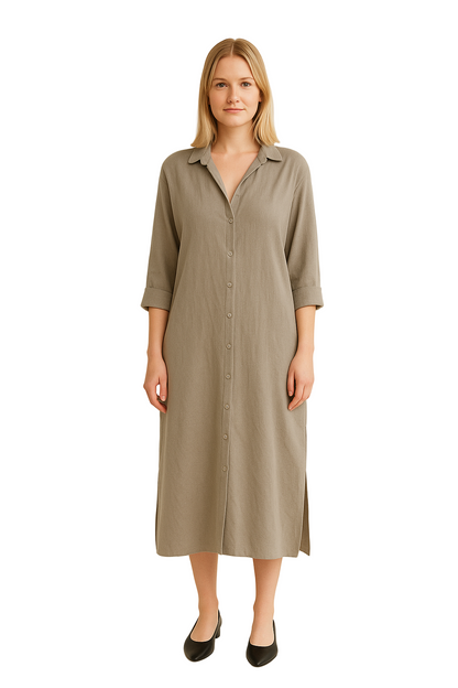 Damen Hemdkleid mit Knopfleiste und Seitenschlitz