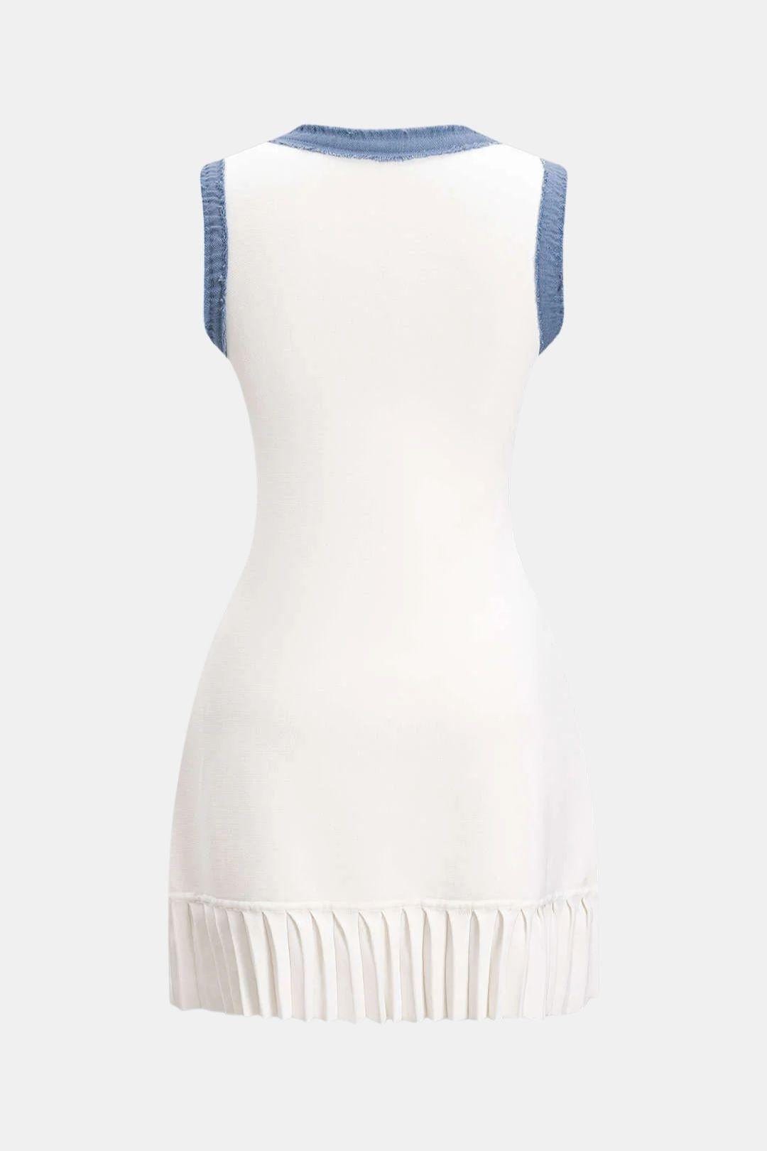 Ärmelloses Damenkleid mit kontrastierenden Details