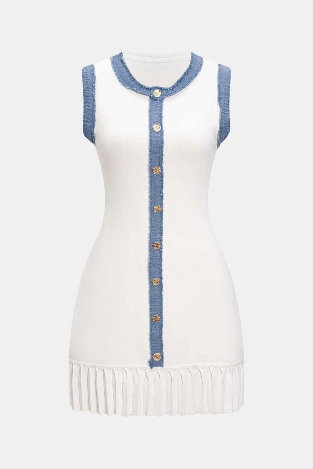 Ärmelloses Damenkleid mit kontrastierenden Details