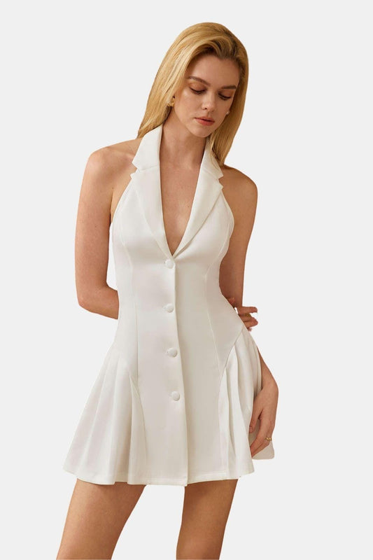 Ärmelloses Minikleid mit Neckholder und Rüschen – Elegantes Festkleid für Damen, Verspielt und Ideal für Besondere Anlässe 1