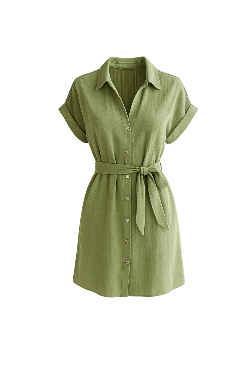 Kurzes Hemdblusenkleid mit Gürtel