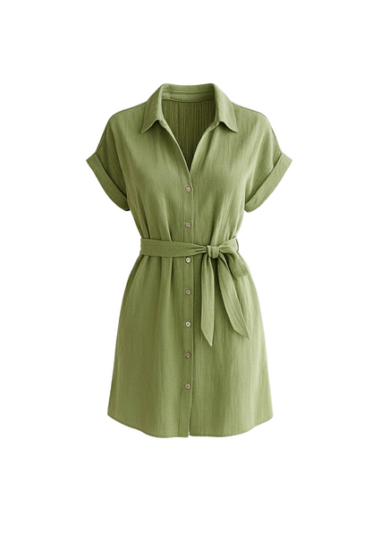 Kurzes Hemdblusenkleid mit Gürtel