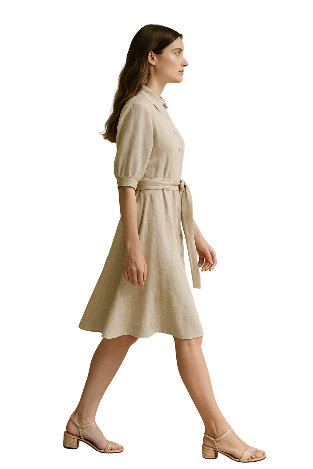 Kurzes Hemdkleid mit Schleifengürtel