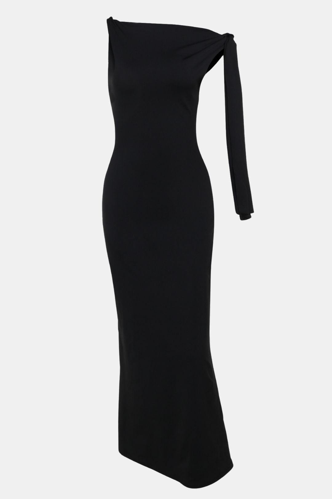 Langes Kleid mit Schulterdetail