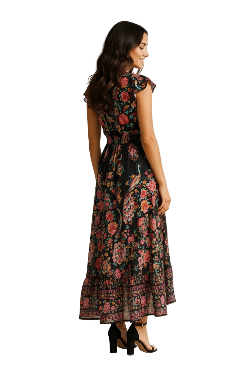 Sommerkleid mit Blumenmuster und asymmetrischem Saum